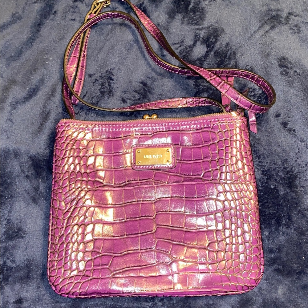 Nine West Purple Crocodile Pattern Crossbody Bag